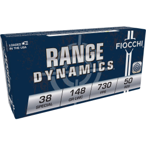 Fiocchi 38LA Range Dynamics 38Special 148gr Lead Wadcutter 50 Per Box/20 Case Centerfire, Handgun Ammunition