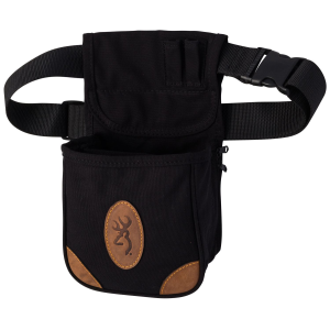 Browning 121388992 Lona Shell Pouch Black/Brown Canvas/Leather Belt Mount Adjustable Belt