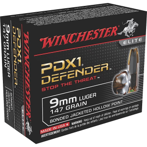 Winchester S9MMPDB1 Defender 9mmLuger 147gr Bonded Jacket Hollow Point 20 Per Box/10 Case Centerfire, Handgun Ammunition