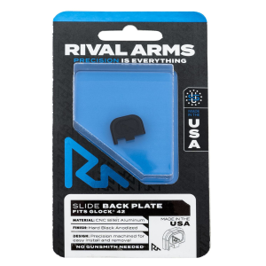 Rival Arms RA43G003A Slide Back Cover Plate Single Stack Black Anodized Aluminum for Glock 42