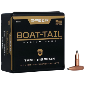 Speer 1628 Boat-Tail 7mm 145gr Jacketed Soft Point Boat Tail 100 Per Box/5 Case, Reloating Bullets
