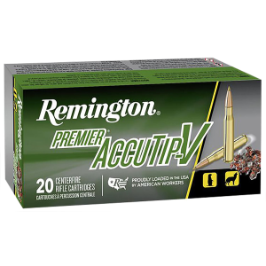 Remington 29174 Premier Accutip-V 222Rem 50gr AccuTip V Boat Tail 20 Per Box/10 Case Centerfire, Rifle Ammunition