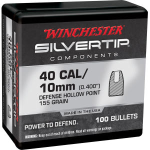 Winchester WB40ST155X Centerfire, Handgun 40S&W 155gr Silvertip Hollow Point 100 Per Box/10 Case, Reloating Bullets