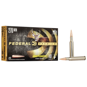 Federal P270BCH1 Premium 270Win 140gr Berger Hybrid Hunter 20 Per Box/10 Case Centerfire, Rifle Ammunition