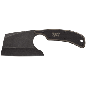 Browning 3220322B Cutoff Camp Boxed 2.50 Fixed Cleaver Plain Black Black Oxide Stonewashed 9Cr14MoV SS Blade, Black/Tan G10 Handle, Knife