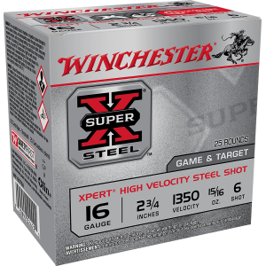 Winchester WE16GT6A Super X Xpert High Velocity 16Gauge 2.75 in 15/16oz 6Shot 25 Per Box/10 Case, Shotgun Shells