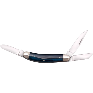 Cold Steel CSFLGSTKMB Gentleman's Stockman 2/2.10/2.50 Fold Clip/Sheepsfoot/Spey Plain 8Cr13MoV SS Blade/Dark Blue w/Polished Bolsters Bone Handle, Knife