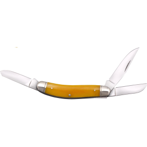 Cold Steel CSFLGSTKMY Gentleman's Stockman 2/2.10/2.50 Fold Clip/Sheepsfoot/Spey Plain 8Cr13MoV SS Blade/Yellow w/Polished Bolsters Bone Handle, Knife