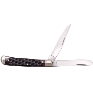 Cold Steel CSFLTRPRJ Trapper 3 Fold Clip/Spey Plain 8Cr13MoV SS Blade/Brown Jigged w/Polished Bolsters Bone Handle, Knife