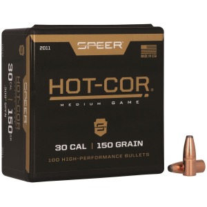 Speer 2011 Hot-Cor 30Cal 150gr Soft Point Flat Nose 100 Per Box/5 Case, Reloading Bullets
