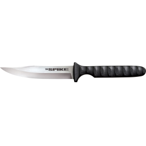 Cold Steel CS53NBS Spike 4 in Fixed Bowie Plain 4116 Stainless Steel Blade/Black Scalloped Griv-Ex Handle Includes Sheath, Knife