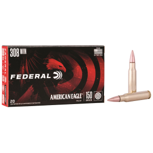 Federal AE308D American Eagle 308Win 150gr Full Metal Jacket Boat Tail 20 Per Box/25 Case Centerfire, Rifle Ammunition