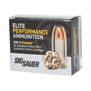 Sig Sauer E40SW220 Elite Performance 40S&W 180gr V-Crown Jacketed Hollow Point 20 Per Box/10 Case Centerfire, Handgun Ammunition