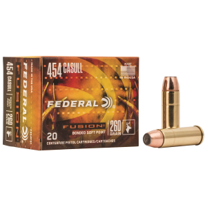 Federal F454FS1 Fusion 454Casull 260gr Fusion Soft Point 20 Per Box/10 Case Centerfire, Handgun Ammunition