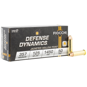 Fiocchi 357D Defense Dynamics 357Mag 125gr Jacketed Hollow Point 50 Per Box/20 Case Centerfire, Handgun Ammunition
