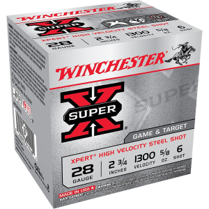 Winchester WE28GT6 Super X Xpert High Velocity 28Gauge 2.75 in 5/8oz 6Shot 25 Per Box/10 Case, Shotgun Shells