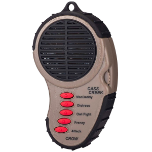 Cass Creek 065 Ergo Electronic Crow Call, 5 Authentic Calls, Bark Camouflage Finish, Includes Belt Clip