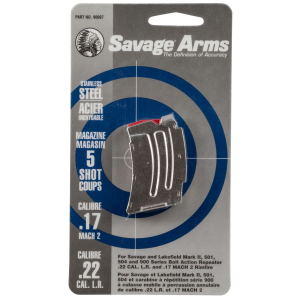 Savage Arms 90007 MKII 5rd 22 LR/17 Mach 2 Stainless Steel, Magazine