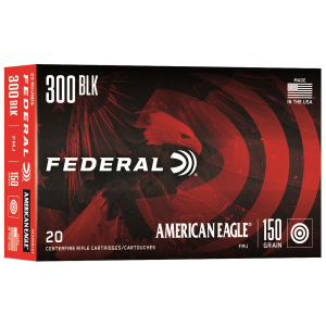 Federal AE300BLK1 American Eagle 300Blackout 150gr Full Metal Jacket Boat Tail 20 Per Box/25 Case Centerfire, Rifle Ammunition