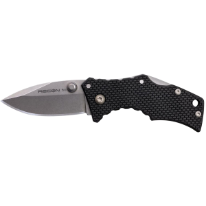 Cold Steel CS7DS Recon 1 Micro 2 in Folding Spear Point Plain Stonewashed 4034 SS Blade/ Black Griv-Ex Handle Includes Pocket Clip, Knife