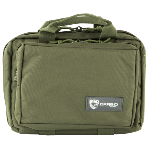 Drago Gear Double Pistol Case, 5 Internal Magazine Holders, OD Green 12-315GR