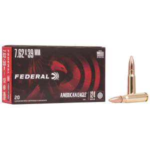 Federal A76239A American Eagle 7.62x39mm 124gr Full Metal Jacket 20 Per Box/25 Case Centerfire, Rifle Ammunition