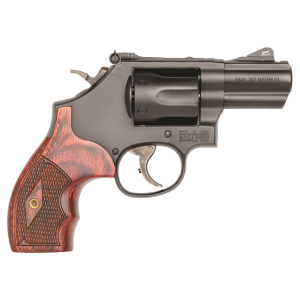 Smith & Wesson 13323 PC Model 19 Carry Comp K-Frame 357 Mag/38 S&W Spl +P 6 Shot 2.50 Matte Blued PowerPort Vented BBL, Matte Blued Cylinder, Matte Blued Carbon Frame, Finger Grooved Custom Wood Grip, Internal Lock Safety, Exposed Hammer, Revolver