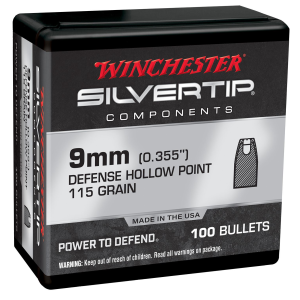 Winchester WB9ST115X Centerfire, Handgun 9mm 115gr Silvertip Hollow Point 100 Per Box/10 Case, Reloating Bullets