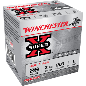 Winchester X28H8 Super X Heavy Game Load High Brass 28Gauge 2.75 in 1oz 8Shot 25 Per Box/10 Case, Shotgun Shells