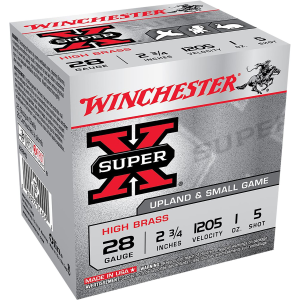Winchester X28H5 Super X Heavy Game Load High Brass 28Gauge 2.75 in 1oz 5Shot 25 Per Box/10 Case, Shotgun Shells