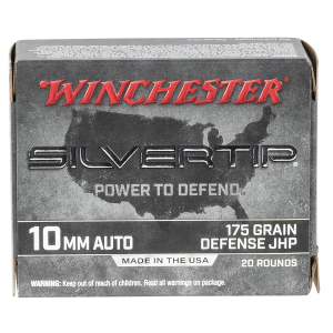 Winchester W10MMST Super X 10mmAuto 175gr Silvertip Jacket Hollow Point 20 Per Box/10 Case Centerfire, Handgun Ammunition