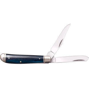 Cold Steel CSFLMTRPRB Trapper Mini 2.60/2.70 Fold Clip/Spey Plain 3Cr13MoV SS Blade/Dark Blue w/Polished Bolsters Bone Handle, Knife