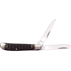 Cold Steel CSFLMTRPRJ Trapper Mini 2.60/2.70 Fold Clip/Spey Plain 3Cr13MoV SS Blade/Brown Jigged w/Polished Bolsters Bone Handle, Knife