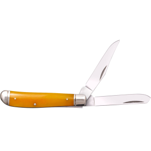 Cold Steel CSFLMTRPRY Trapper Mini 2.60/2.70 Fold Clip/Spey Plain 3Cr13MoV SS Blade/Yellow w/Polished Bolsters Bone Handle, Knife