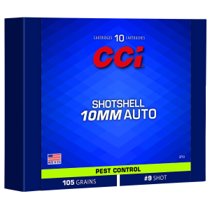 CCI 3710 Pest Control 10mmAuto 105gr 10 Per Box/20 Case, Centerfire Handgun Ammo