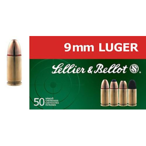 Sellier & Bellot SB9C 9mmLuger 115gr Jacketed Hollow Point 50 Per Box/20 Case Centerfire, Handgun Ammunition