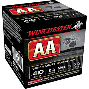 Winchester AASC417 AA Super Sport Sporting Clay 410Gauge 2.50 in 1/2oz 7.5Shot 25 Per Box/10 Case, Shotgun Shells