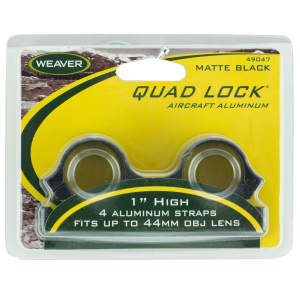 Weaver Mounts 49047 Quad Lock Detachable Rings Matte Black 1 in High