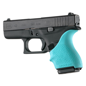 Hogue 18204 HandAll Beavertail Grip Sleeve Compatible w/Glock 42/43 Textured Aqua Blue Rubber
