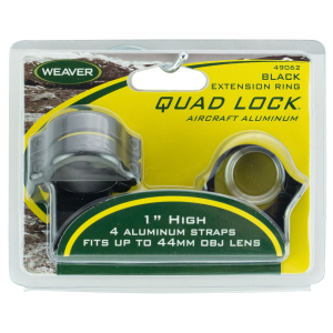 Weaver Mounts 49062 Quad Lock Detachable Rings Black 1 in High Extended