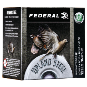 Federal USH206 Upland Field & Range 20Gauge 2.75 in 3/4oz 6Shot 25 Per Box/10 Case, Shotgun Shells