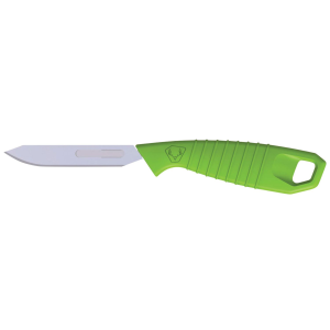 HME HMEKNPRBBMGR Super Lite Replace a Blade Tanto Plain Stainless Steel Blade/Green TPR Handle Includes 5 Replacement Blades/Sheath, Knife