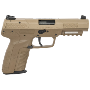 FN 3868900753 Five-seveN Full Size Frame 5.7x28mm 20+1 4.80 in Black Stainless Steel Barrel, FDE Serrated Steel Slide, FDE Polymer Frame w/Picatinny Rail, FDE Polymer Grip, Pistol