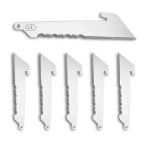 Outdoor Edge Utility Blade Pack, 3 in, Serrated Edge, 420J2 Stainless Steel Construction, Silver, Pack of 6 RRUS30-6C