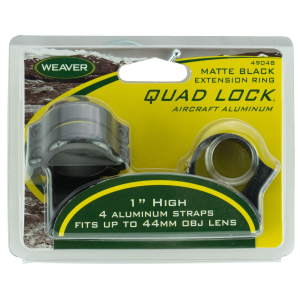 Weaver Mounts 49048 Quad Lock Detachable Rings Matte Black 1 in High Extended