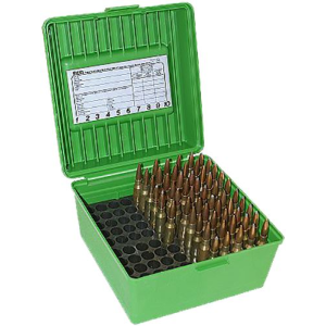 MTM Case-Gard R100MAG10 Deluxe R-100 Multi-Caliber, Rifle Green Polypropylene 100rd