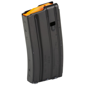 DURAMAG Mag, 223 Remington/556NATO/300 Blackout, 20 Rounds, Fits AR-15, Orange AGF Follower, Aluminum, Black 2023001178CPD