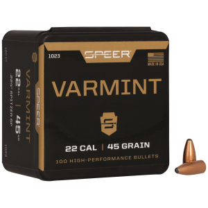 Speer 1023 Varmint 22Cal 45gr Jacketed Soft Point 100 Per Box/5 Case, Reloating Bullets