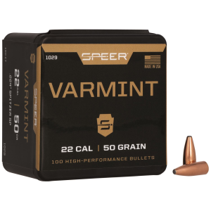 Speer 1029 Varmint 22Cal 50gr Jacketed Soft Point 100 Per Box/5 Case, Reloating Bullets