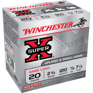 Winchester XU207 Super X Game Load 20Gauge 2.75 in 7/8oz 7.5Shot 25 Per Box/10 Case, Shotgun Shells